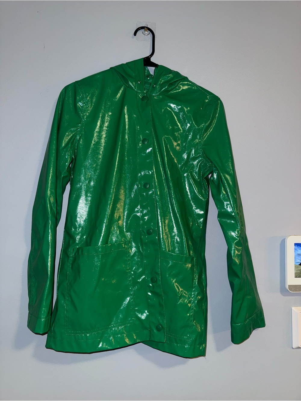 Xhilaration Shiny Emerald Green Trench Coat